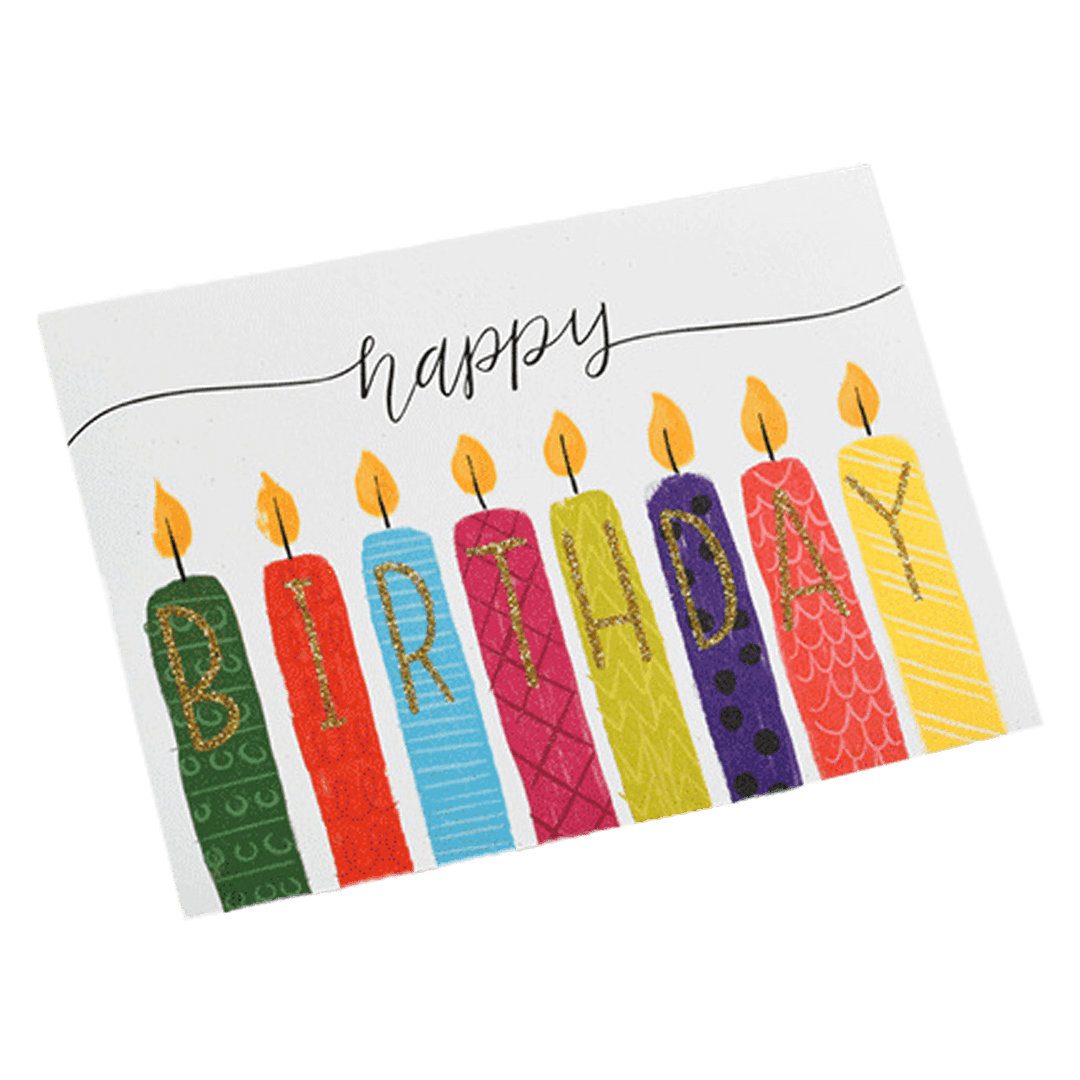Custom Colorful Candle Birthday Card White