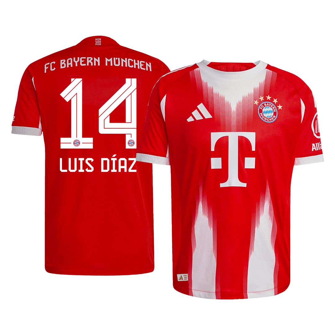 LUIS DÍAZ #14 München Thuisshirt 2025/26 Rood Speler