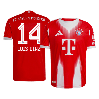 LUIS DÍAZ #14 München Thuisshirt 2025/26 Rood Speler