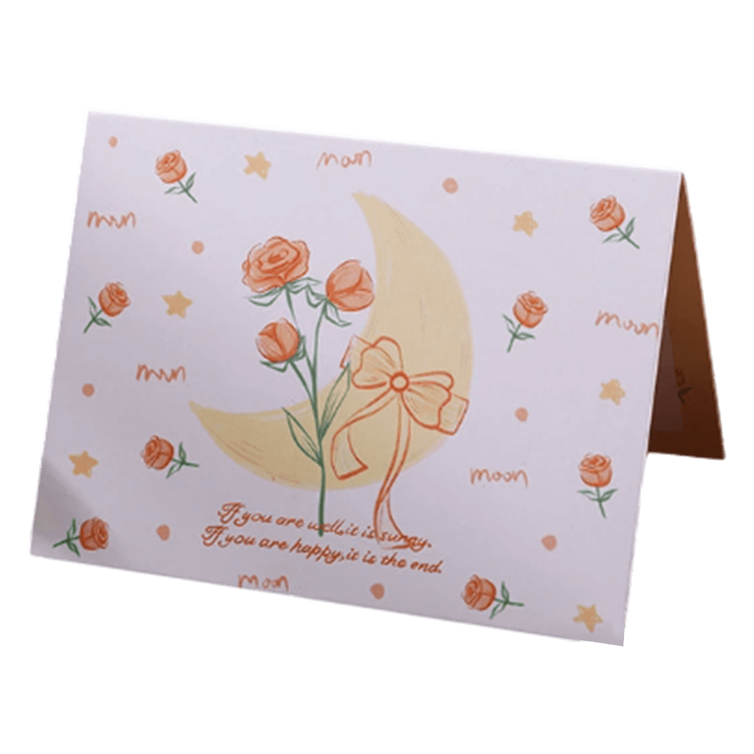 Custom Rose Moon Valentine's Day Card Yellow