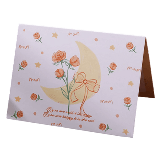 Custom Rose Moon Valentine's Day Card Yellow