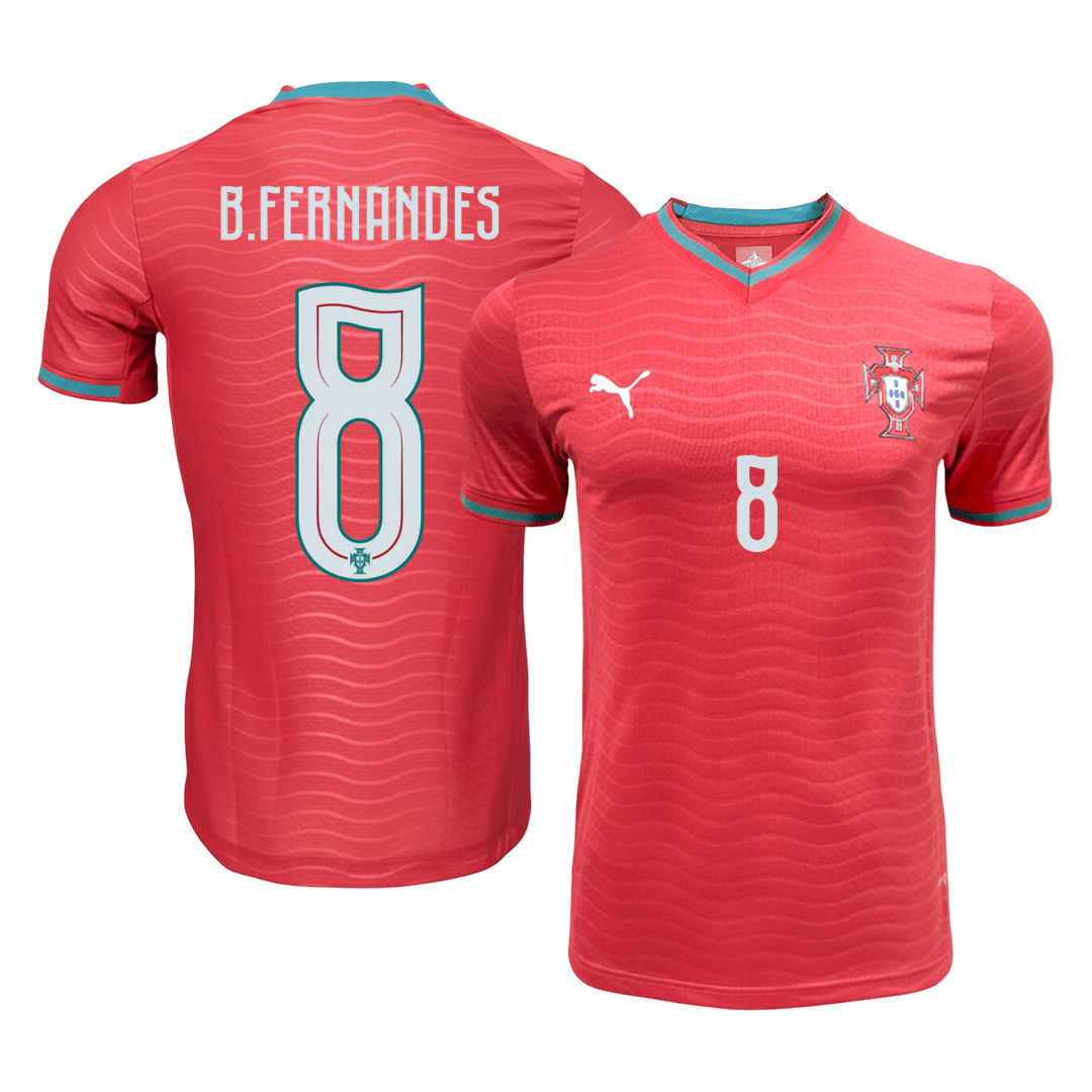B.FERNANDES #8 Portugal Thuisshirt - WK 2026 Rood Speler