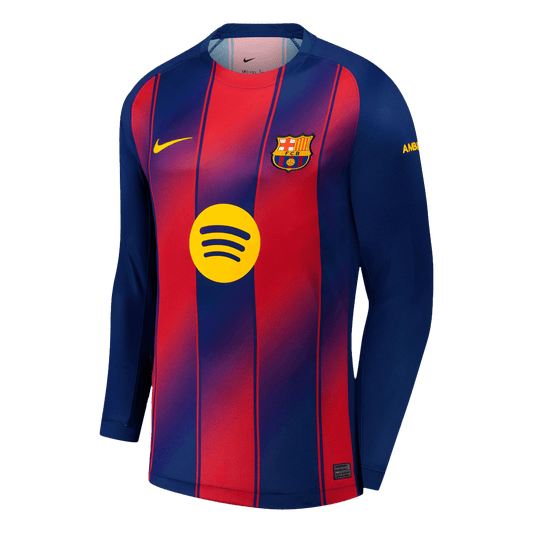 Barcelona Thuisshirt Lange Mouwen 2025/26 Rood en Blauw Grote Maat