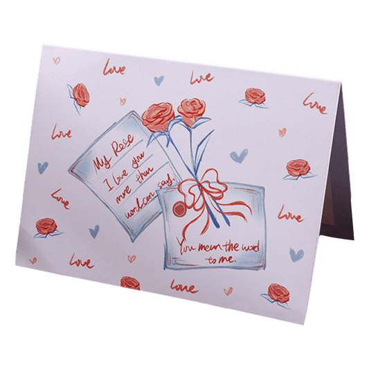 Custom Rose Letter Valentine's Day Card Blue&Pink