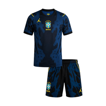 Brésil Extérieur Maillot Kit - Coupe du Monde 2026 Junior Bleu marine