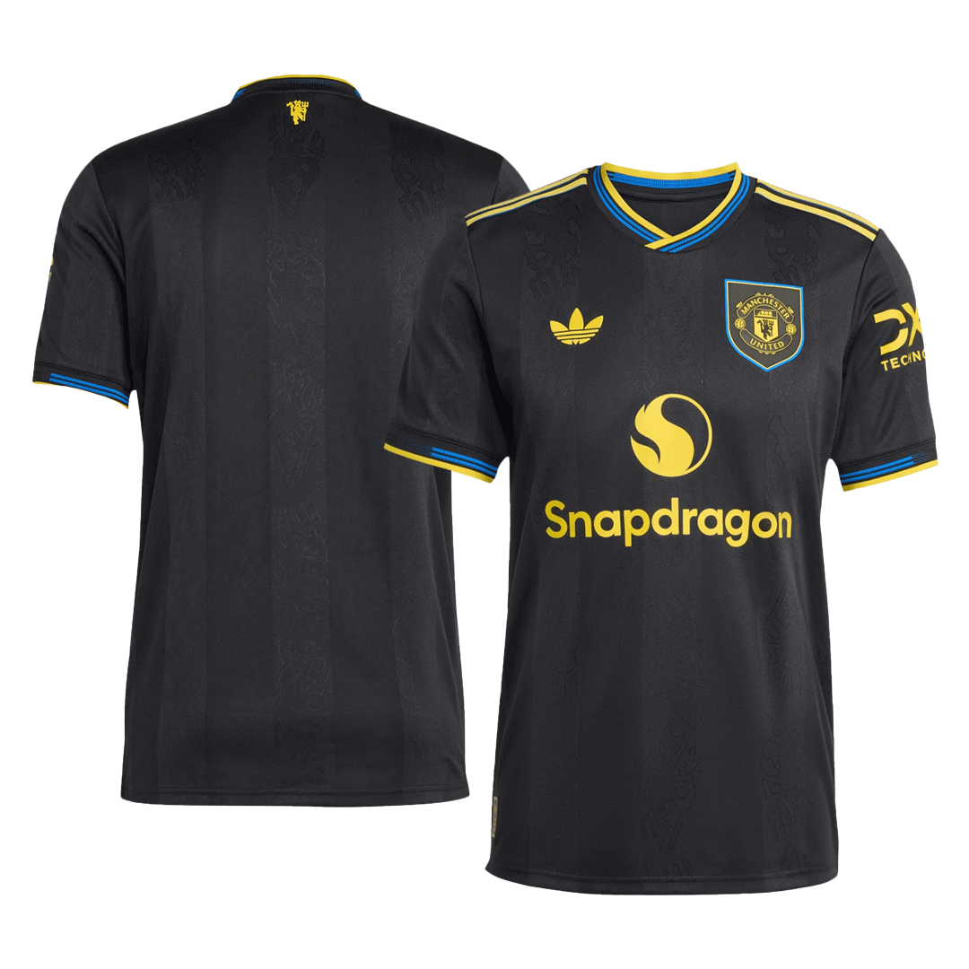 Manchester United Third Maillot 2025/26 Noir Authentique Grande Taille