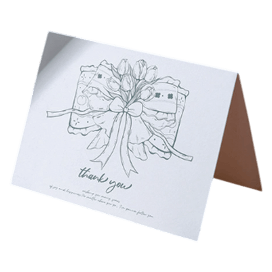 Custom Bow Tulip Thank You Anniversary Card Green