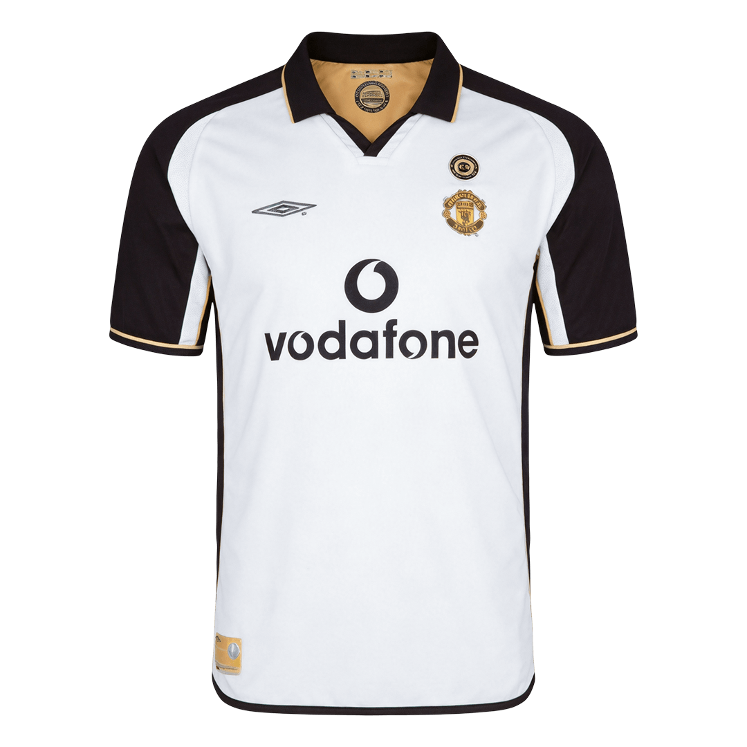 Retro Manchester United Uitshirt 2001/02 Wit & Goud