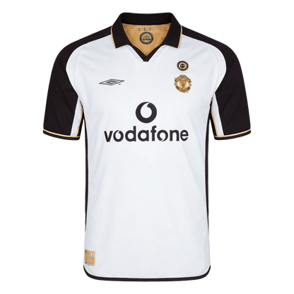 Retro Manchester United Uitshirt 2001/02 Wit & Goud