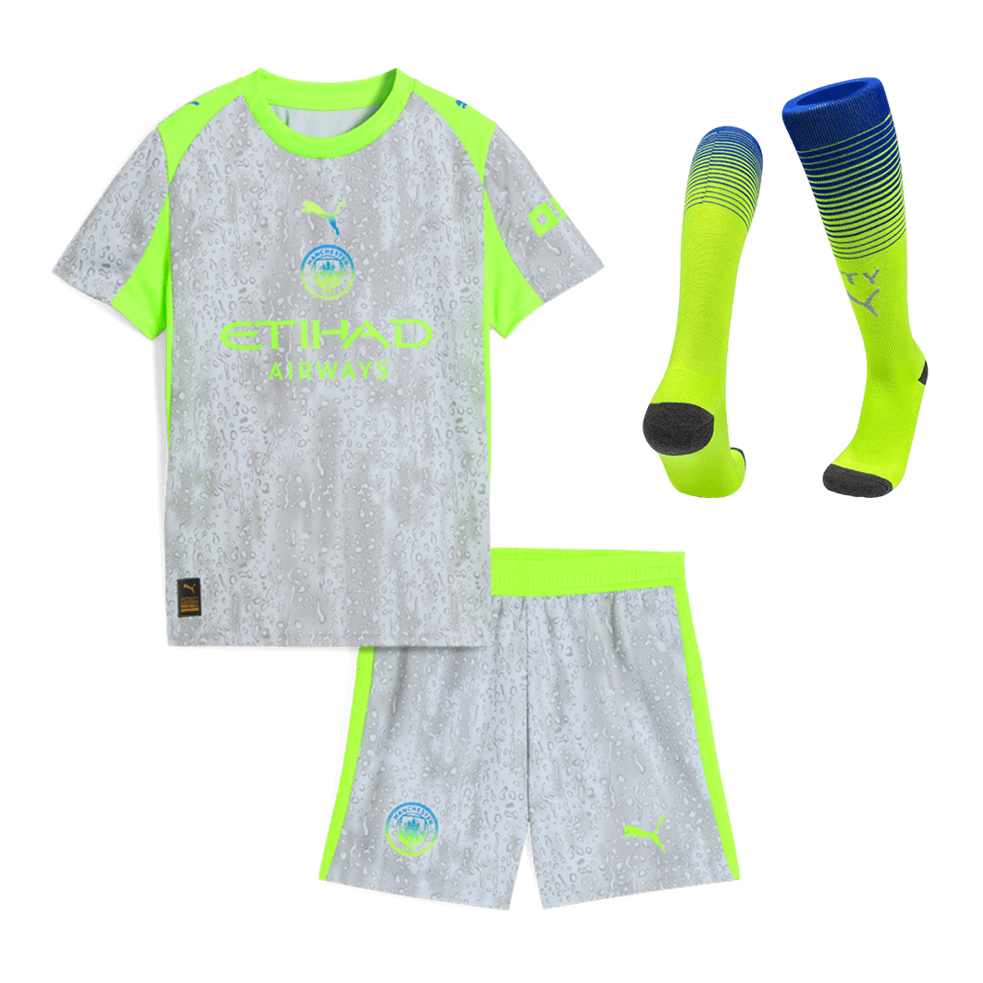 Manchester City Third Maillot Kit 2025/26 Junior Gris