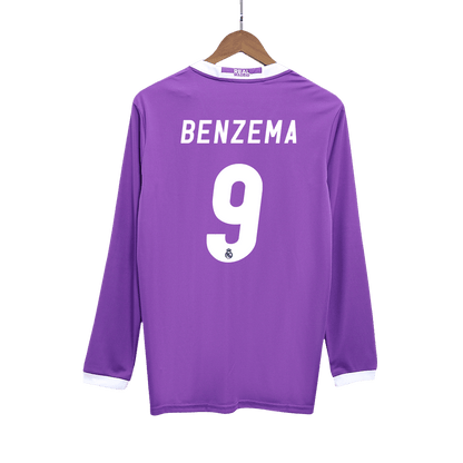 BENZEMA #9 Retro Real Madrid Extérieur Maillot Manches Longues 2016/17