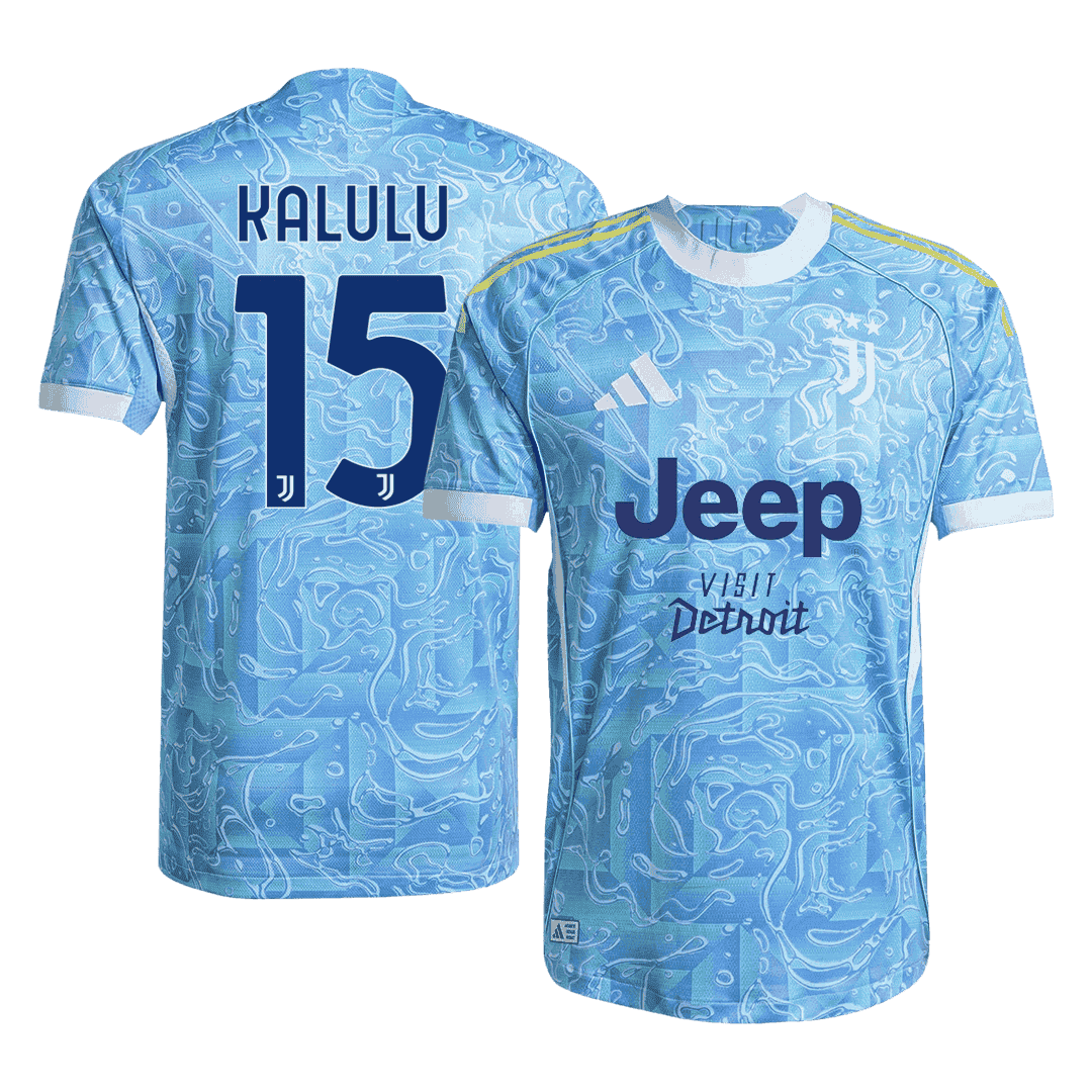 KALULU #15 Juventus Extérieur Maillot 2025/26 Bleu Authentique