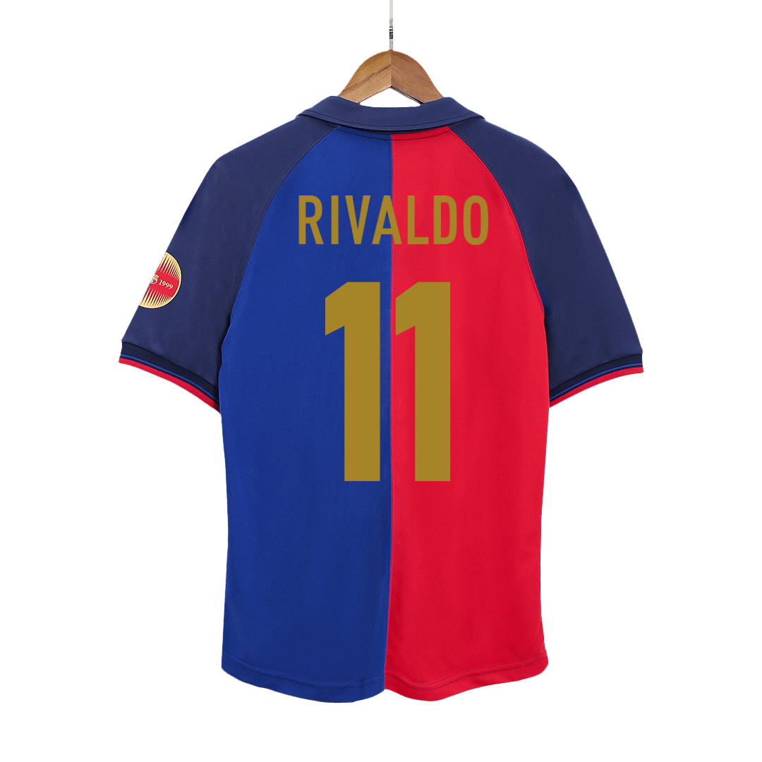 RIVALDO #11 Retro Barcelona Domicile Maillot 1999/00-100th Anniversaire