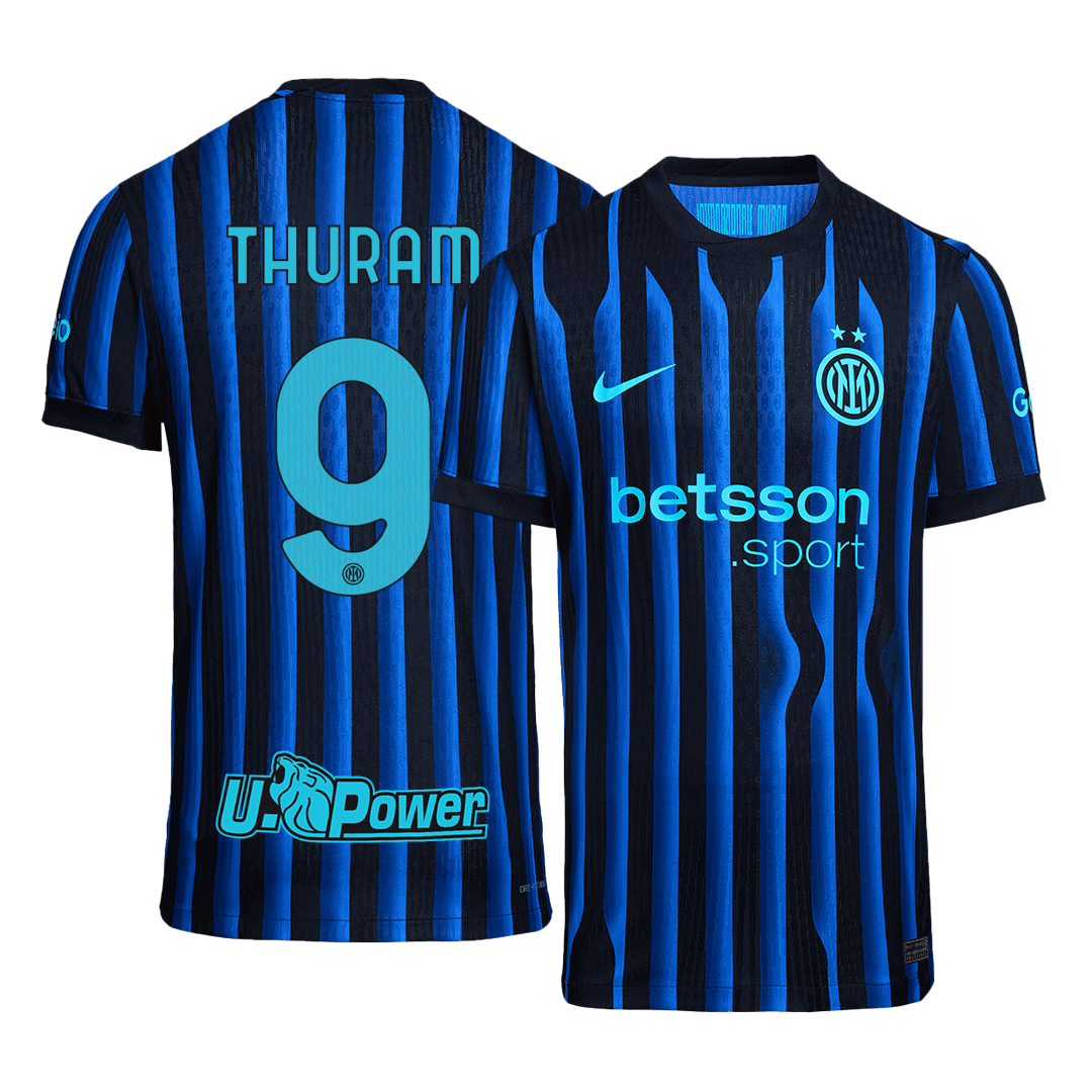 THURAM #9 Inter Milan Thuisshirt 2025/26 Blauw&Zwart Authentiek