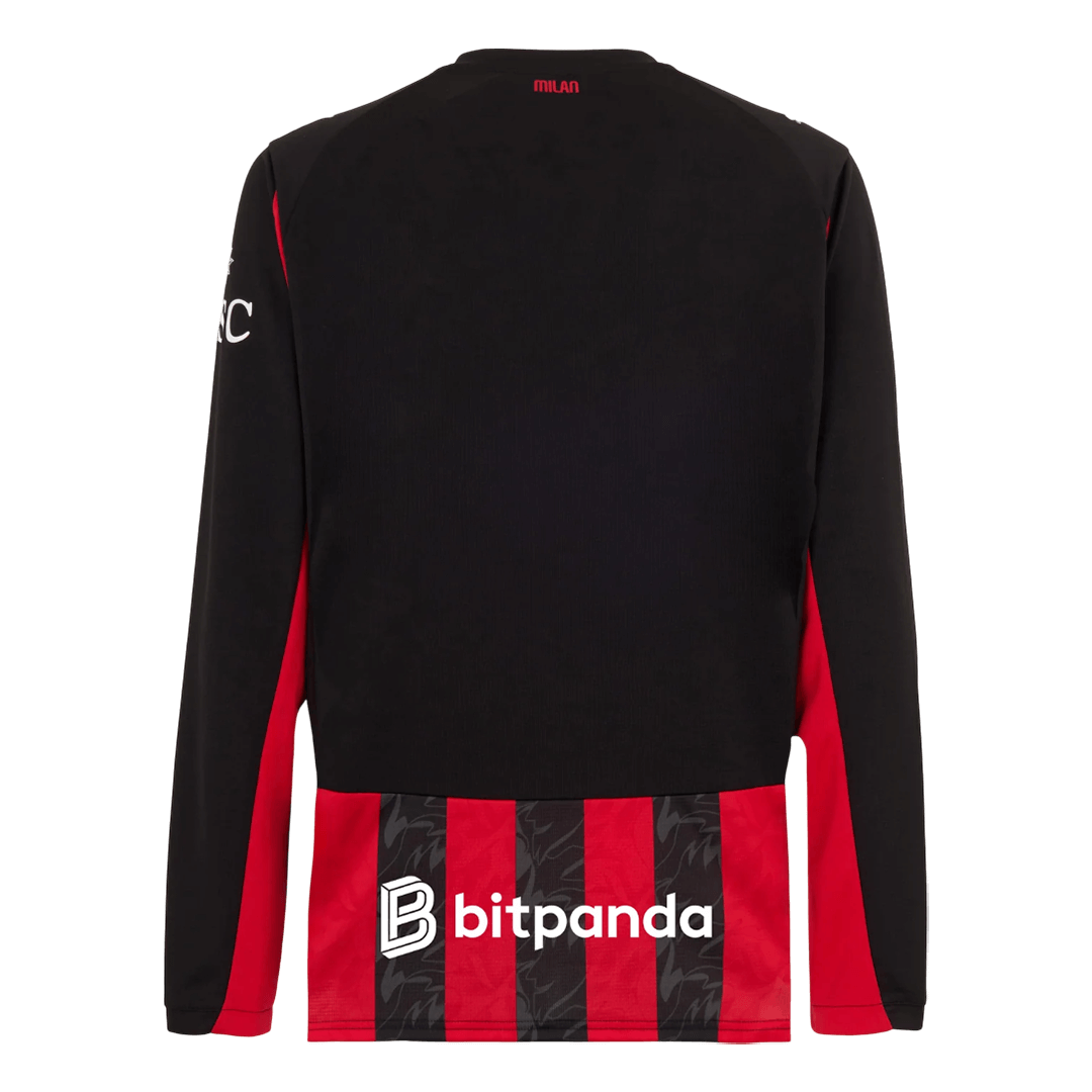 AC Milan Thuisshirt Lange Mouwen 2025/26 Rood&Zwart Grote Maten