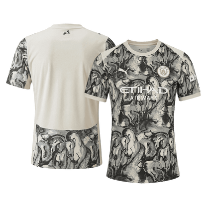 Manchester City Maillot 2025/26 Noir&Blanc Grande Taille