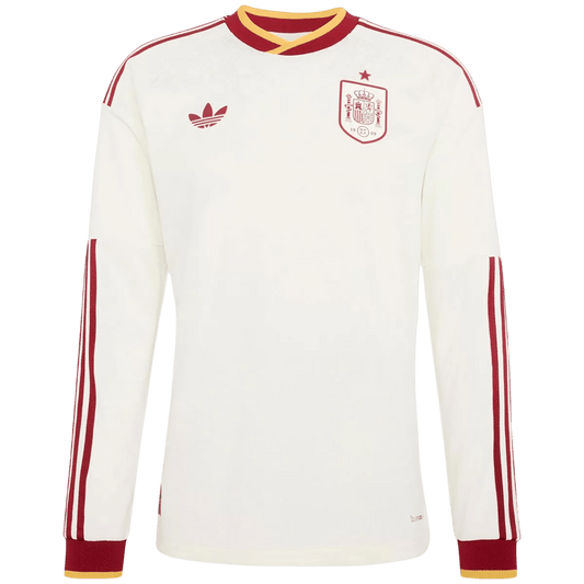 Espagne Extérieur Maillot Manches Longues - Coupe du Monde 2026 Blanc Grande Taille