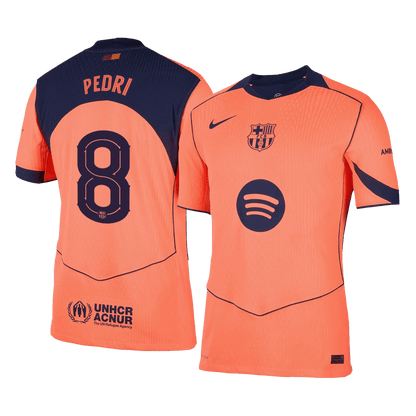 PEDRI #8 Barcelone Third Maillot 2025/26 Orange Authentique - UCL