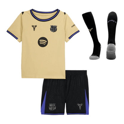 Barcelone Extérieur Maillot Kit 2025/26 Junior Jaune&Noir