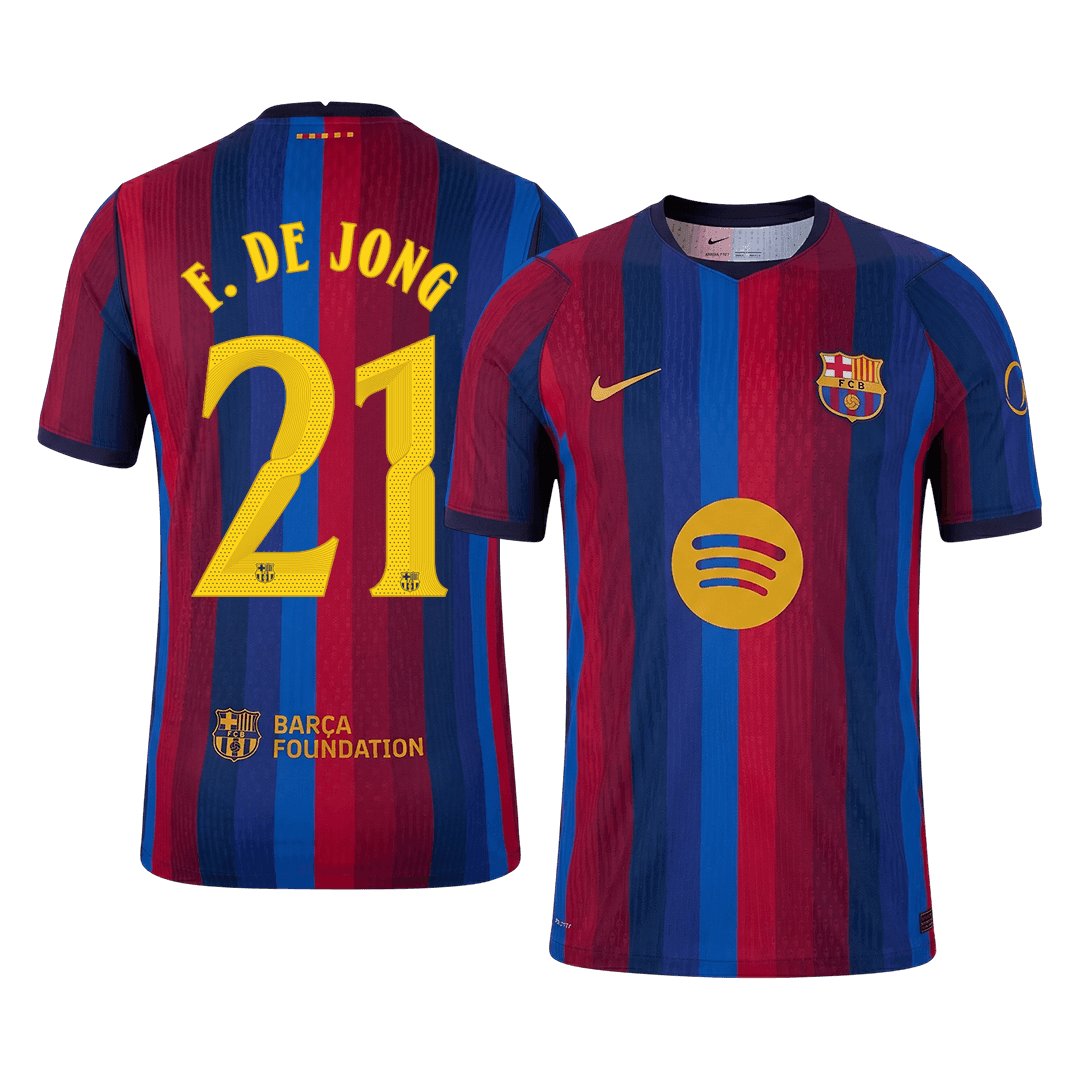F. DE JONG #21 Barcelone Domicile Maillot 2026/27 Rouge&Bleu Joueur - UCL