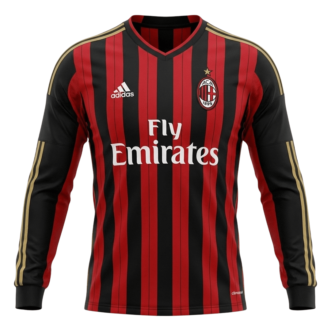 Retro AC Milan Domicile Maillot Manches Longues 2013/14 Rouge&Noir