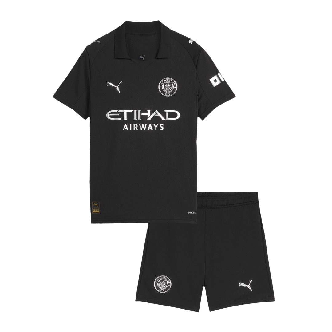 Manchester City Extérieur Maillot Kit 2025/26 Enfant Noir