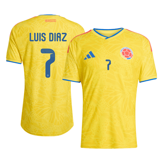 LUIS DíAZ #7 Colombie Domicile Maillot Coupe du Monde 2026 Jaune Joueur