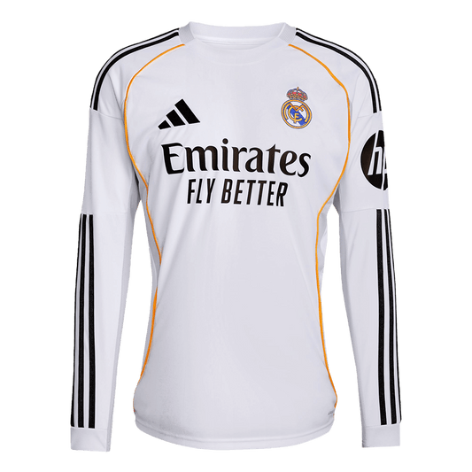Real Madrid Thuis Thuisshirt Lange Mouwen 2025/26 Grote Maten