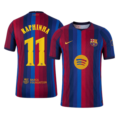 RAPHINHA #11 Barcelone Domicile Maillot 2026/27 Rouge&Bleu Joueur - UCL