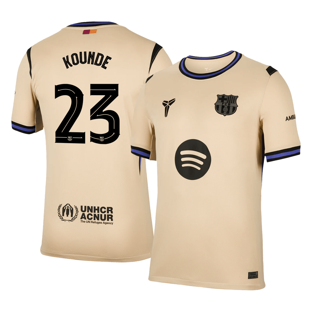 KOUNDE #23 Barcelona Uitshirt 2025/26 Geel - UCL