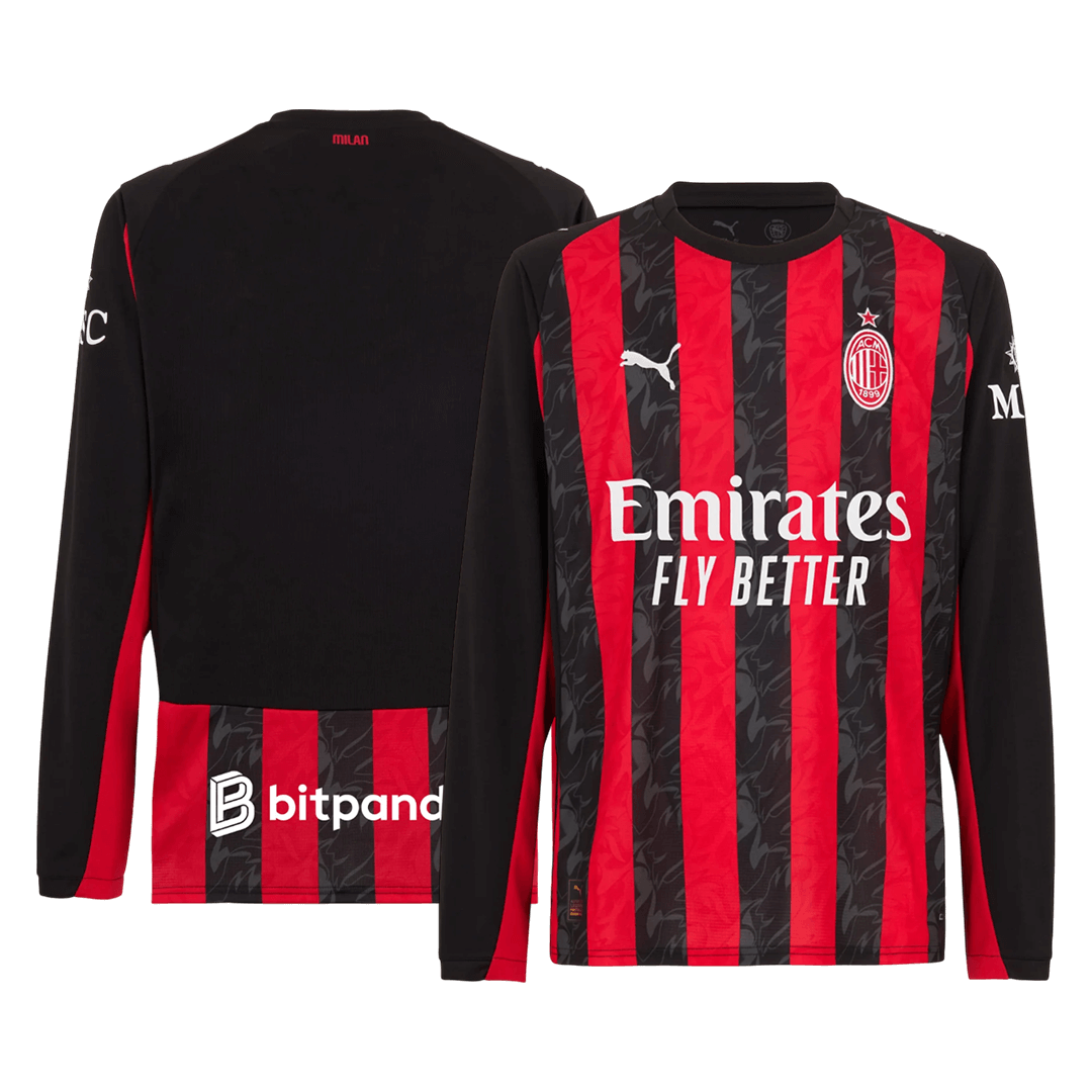 AC Milan Thuisshirt Lange Mouwen 2025/26 Rood&Zwart Grote Maten