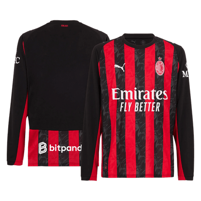 AC Milan Thuisshirt Lange Mouwen 2025/26 Rood&Zwart Grote Maten