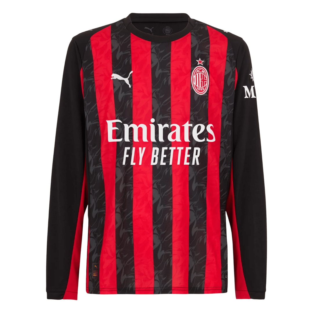 AC Milan Thuisshirt Lange Mouwen 2025/26 Rood&Zwart Grote Maten